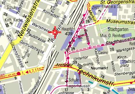 Lageplan von Tacchi Uhren & Schmuck in Winterthur